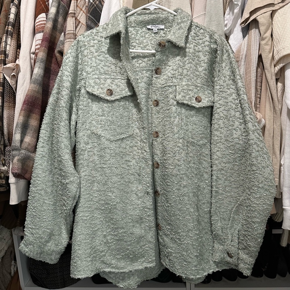 Oversized Green Button-Up Jacket